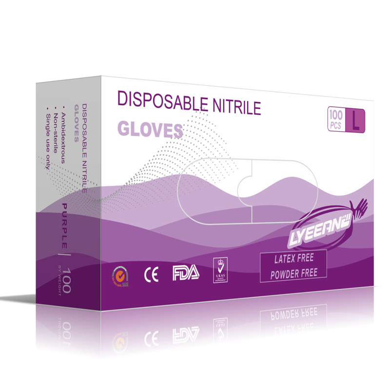 ambidextrous waterproof purple nitrile gloves
