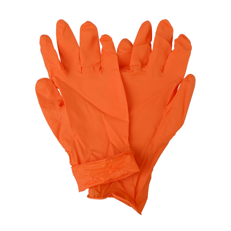 Orange nitrile gloves