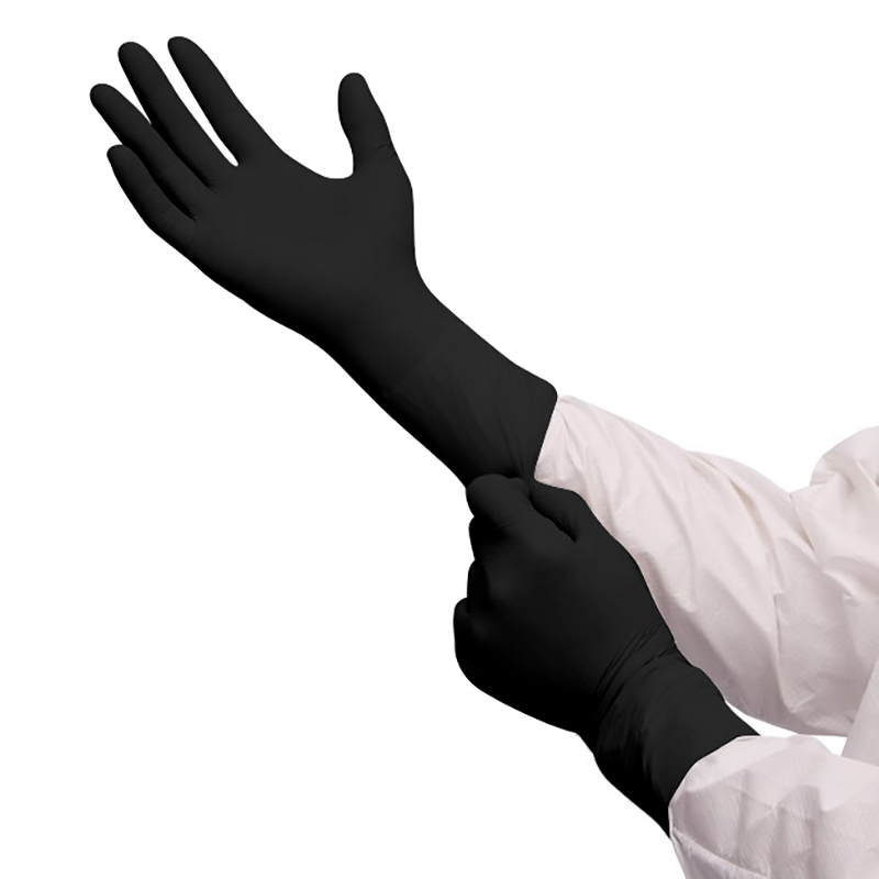 9 inch disposable black exam nitrile gloves for medical grade