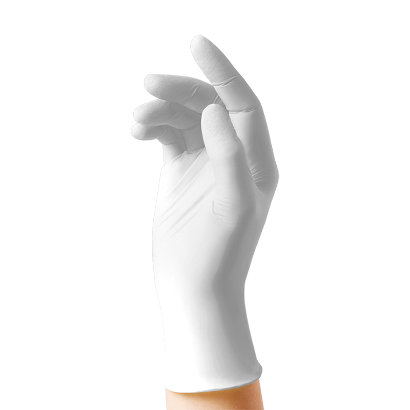 disposable white medical exam nitrile gloves