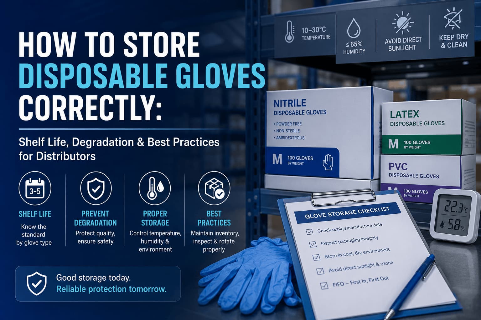 How to Store Disposable Gloves Correctly: Shelf Life, Degradation & Best Practices for Distributors