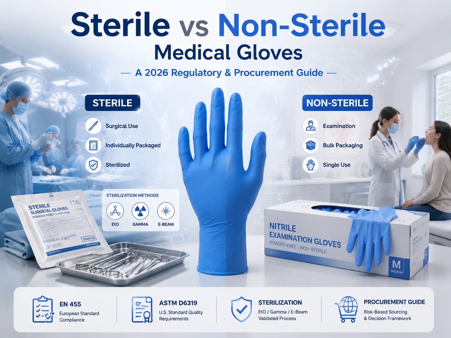 Sterile vs Non-Sterile Medical Gloves: A 2026 Regulatory & Procurement Guide