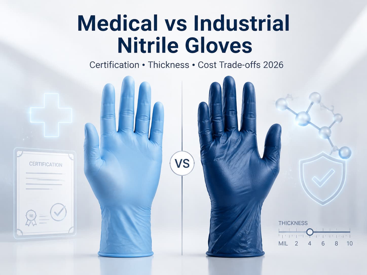 Medical vs Industrial Nitrile Gloves - Certification, Thickness, and Cost Trade-offs (2026)