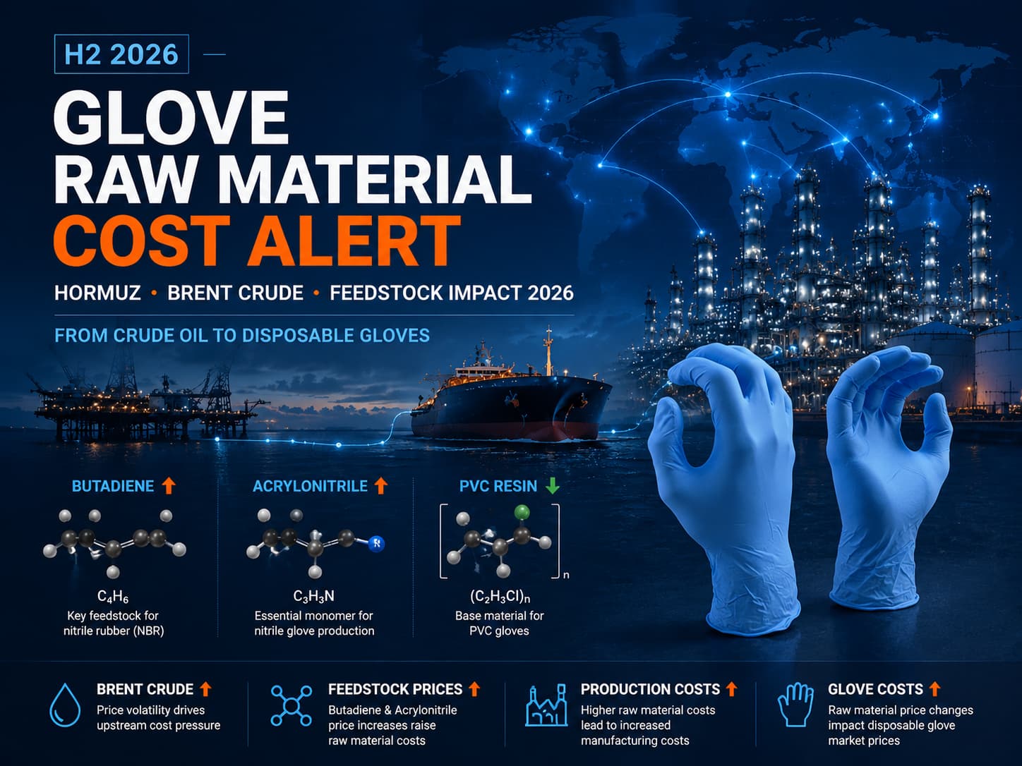 H2 2026 Disposable Glove Raw Material Cost Alert - Hormuz Tensions, Brent Crude, and Feedstock Pass-Through