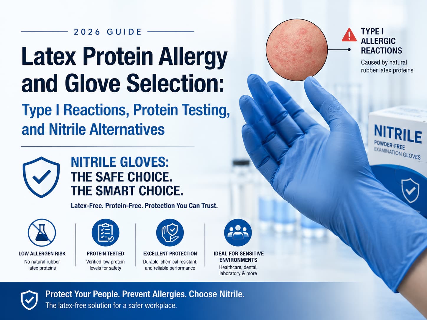 Latex Protein Allergy and Glove Selection: Type I Reactions, Protein Testing, and Nitrile Alternatives (2026 Guide)