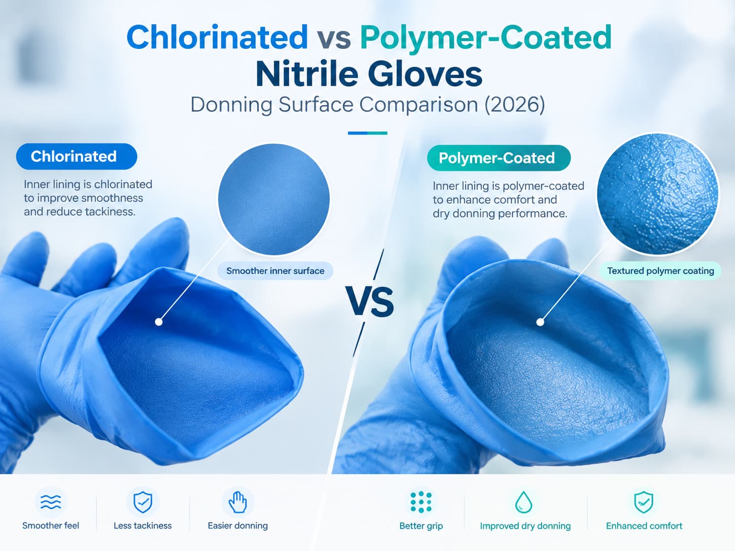 Chlorinated vs Polymer-Coated Nitrile Gloves - Donning Surface Comparison (2026)